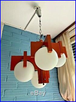 Vintage Mid Century Pendant Space Age Lamp Ceiling Atomic Design Light Cubist