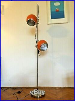 Vintage Mid Century Space Age Lamp Floor Atomic Design Light Orange Eyeball