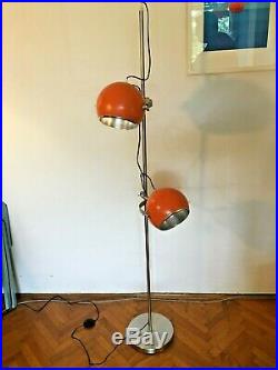 Vintage Mid Century Space Age Lamp Floor Atomic Design Light Orange Eyeball