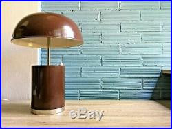 Vintage Mid Century Space Age Lamp Table Atomic Design Light Metal Brown Floor