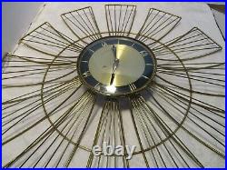 Vintage Mid-Century Starburst Wall Clock metal Sunburst Atomic 1950s-60s Germany