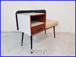Vintage Mid Century Teak & Ebony Black 1960's Telephone Table Sideboard Atomic