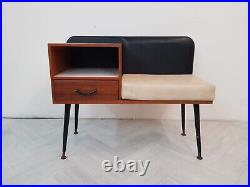 Vintage Mid Century Teak & Ebony Black 1960's Telephone Table Sideboard Atomic