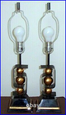 Vintage Mid-Century lamp pair fiberglass shades 1950s atomic MCM