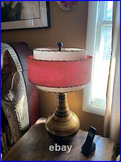 Vintage Mid-century 3 Tier Lampshade Atomic Space Age White And Rose
