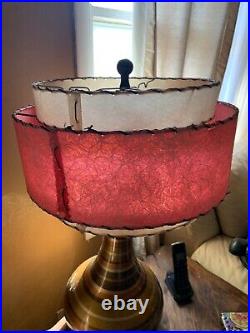 Vintage Mid-century 3 Tier Lampshade Atomic Space Age White And Rose