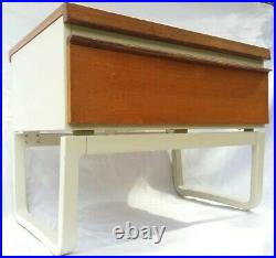 Vintage Mid century 70s Atomic Pair Bath Cabinet Makers Bedside Table Drawers