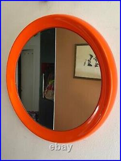 Vintage Mirror Space Age Mid Century Plastic Design Wall Atomic Pop Art Orange