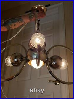 Vintage Modernist Mid Century Chrome Atomic Sputnik Ceiling Lamp Light Fixture
