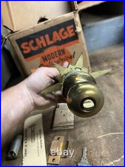 Vintage New Atomic Mid Century Starburst Door Knob Escutcheon Schlage W Box USA