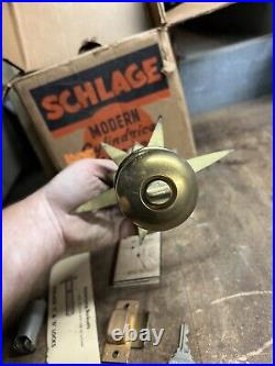 Vintage New Atomic Mid Century Starburst Door Knob Escutcheon Schlage W Box USA