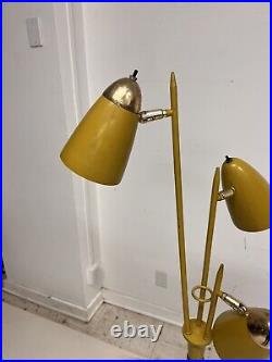 Vintage POLE FLOOR LAMP mid century modern light atomic triple gerald thurston