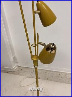 Vintage POLE FLOOR LAMP mid century modern light atomic triple gerald thurston