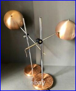 Vintage Pair Robert Sonneman Style Eyeball Lamps Atomic Mid Century