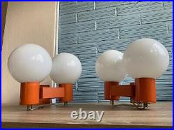 Vintage Pair Sconce Space Age UFO Metal Lamp Sputnik Design Light Mid Century
