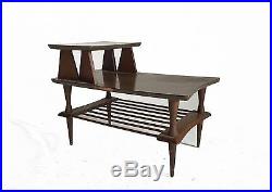 Vintage Pair Wood End Table Nightstand Atomic Sputnik Danish Modern Mid Century
