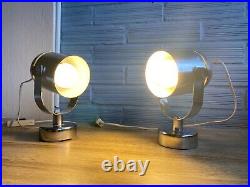 Vintage Pair of Chrome Sconce Space Age Lamp Design Light Mid Century Atomic