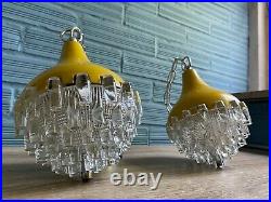 Vintage Pair of Mid Century Pendant Space Age Lamp Ceiling Atomic Design Light
