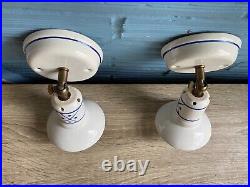 Vintage Pair of Sconce Ceramic Lamp Design Light Mid Century Space Age Wall UFO
