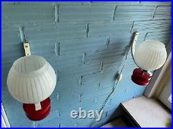 Vintage Pair of Sconce Space Age Lamp Atomic Design Light Mid Century Glass Wall