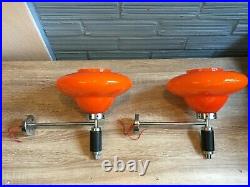 Vintage Pair of Sconce Space Age UFO Lamp Atomic Design Light Mid Century Wall