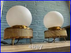 Vintage Pair of Space Age Glass Table Lamp Atomic Design Light Mid Century