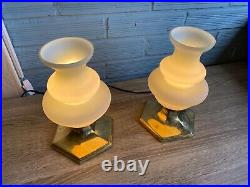 Vintage Pair of Space Age Glass Table Lamp Atomic Design Light Mid Century UFO