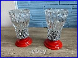 Vintage Pair of Space Age Glass Table Lamp Mid Century Atomic Design Light UFO