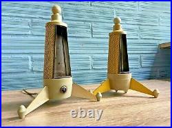 Vintage Pair of Table Space Age Rocket UFO Lamp Atomic Design Light Mid Century