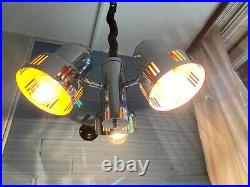 Vintage Pendant Space Age Lamp Atomic Design Light Mid Century Hanging Chrome
