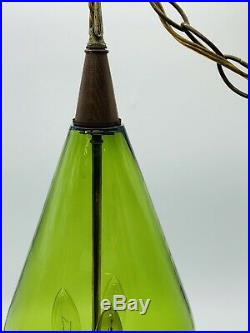 Vintage Retro Atomic Green Glass Hanging Lamp Ceiling Light Mid century Modern