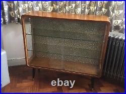 Vintage Retro MID Century Atomic Kitsch Turnidge Display Glass Cabinet Bookcase