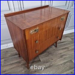 Vintage Retro Mid Century Chest Of 3 Drawers Commode Atomic Legs Teak Scandi