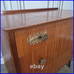 Vintage Retro Mid Century Chest Of 3 Drawers Commode Atomic Legs Teak Scandi