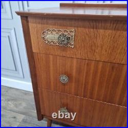 Vintage Retro Mid Century Chest Of 3 Drawers Commode Atomic Legs Teak Scandi