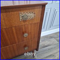 Vintage Retro Mid Century Chest Of 3 Drawers Commode Atomic Legs Teak Scandi