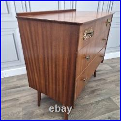 Vintage Retro Mid Century Chest Of 3 Drawers Commode Atomic Legs Teak Scandi