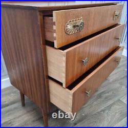 Vintage Retro Mid Century Chest Of 3 Drawers Commode Atomic Legs Teak Scandi