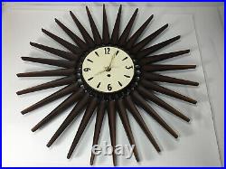 Vintage SYROCO Mid Century Modern Atomic Starburst Sunburst 22 Wall Clock USA
