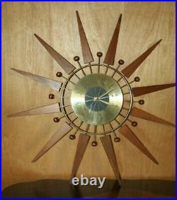 Vintage Sunburst Clock Mid Century Modern Atomic Starburst Pro Converted Battery