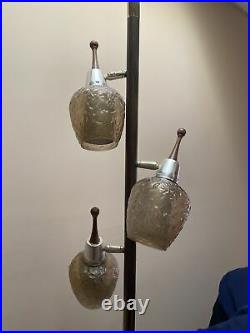 Vintage TENSION POLE FLOOR LAMP mid century modern light atomic retro glass 50s