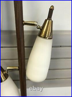 Vintage TENSION POLE FLOOR LAMP mid century modern light atomic retro gold 1950s