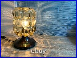 Vintage Table Space Age Glass Lamp Atomic Design Light Mid Century Desk