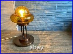 Vintage Table Space Age Glass Lamp Atomic Design Light Mid Century Desk UFO