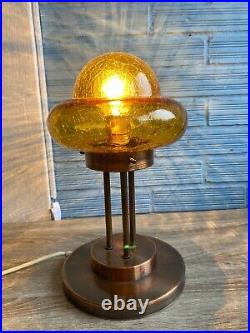 Vintage Table Space Age Glass Lamp Atomic Design Light Mid Century Desk UFO