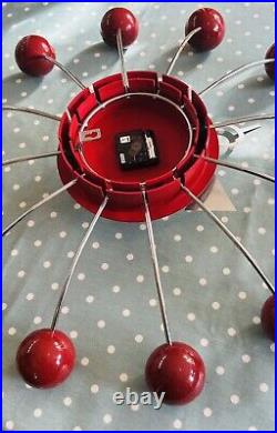 Vintage'The Orbital' Red Atomic Wall Clock by Newgate Working