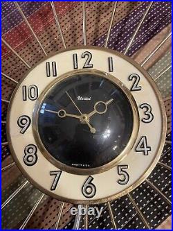 Vintage United Mid Century Modern MCM Starburst Atomic Wall Clock Working