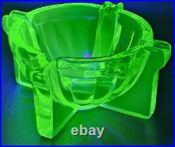 Vintage Uranium Mid-Century Modern 1950's Green Vaseline Glass Atomic Ashtray