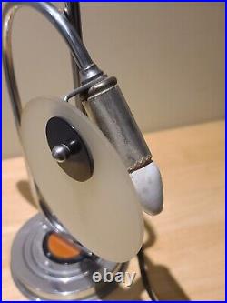 Vintage Working MCM Mid Century Modern Chrome & Bakelite Atomic Table Lamp USA