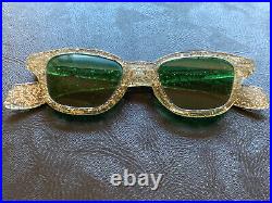 Vintage mid-century atomic space space glitter frames green sungalasses 1950's